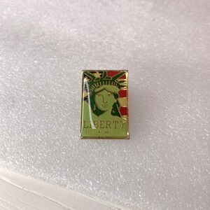 Vintage Liberty Gold and Green Enamel Pin Lady Liberty Pin